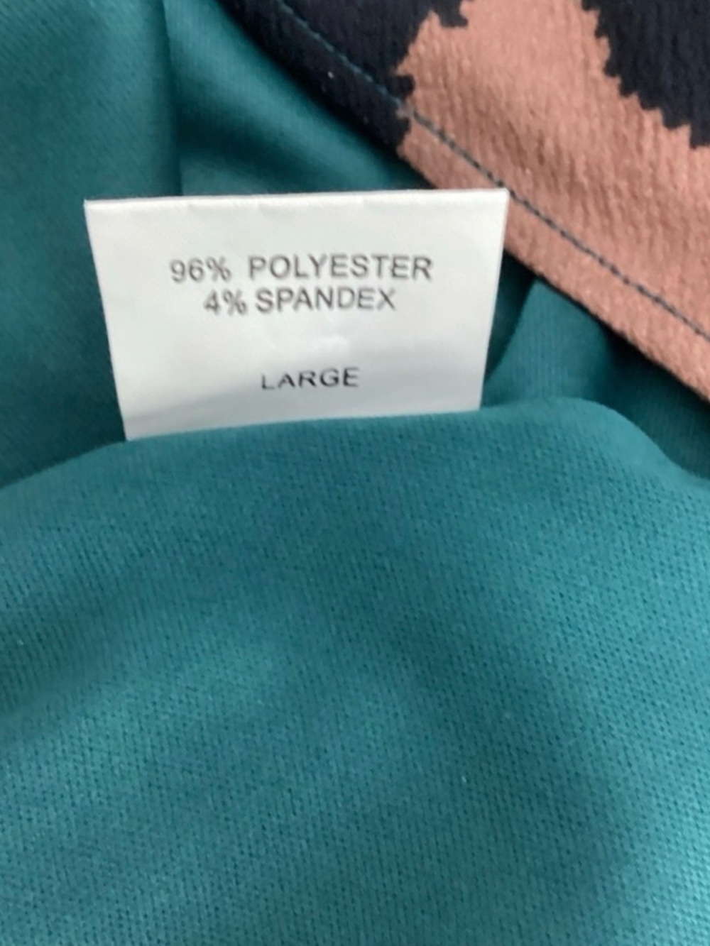 Judith March Deep Green Teal and Tan Leopard Print V-Neck Dress Size L - Picture 9 of 9